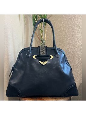 CHRISTIAN DIOR BLACK LEATHER JEANNE HANDBAG